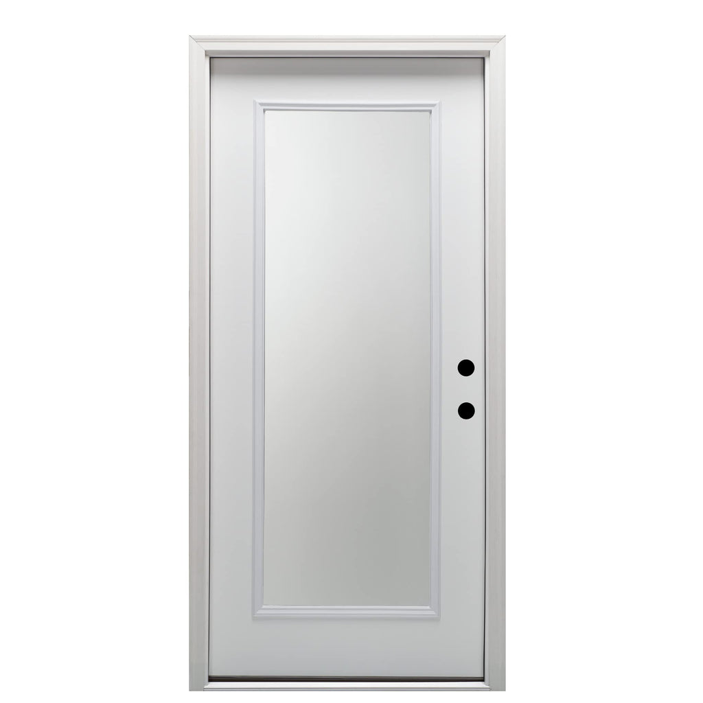 Fiberglass Smooth Primed Left Hand In-Swing Prehung Front Door Full Lite Clear Glass 32" x 80" T4863