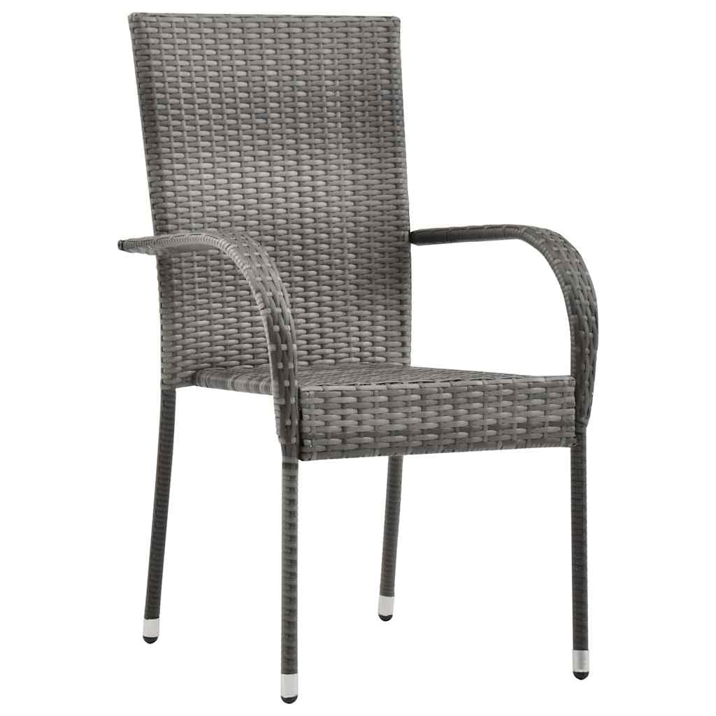 Grey Poly Rattan Stacking Patio Chairs S761