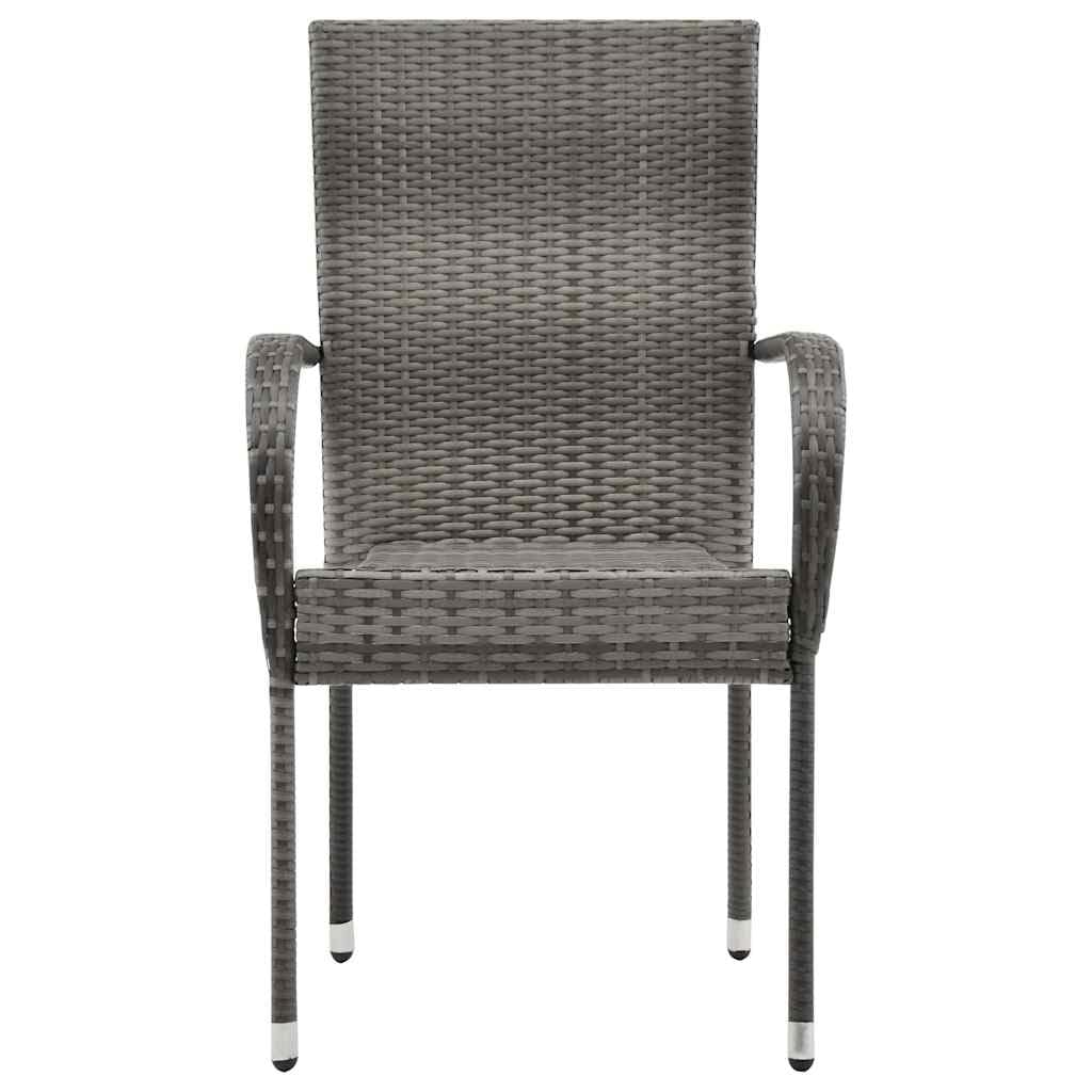 Grey Poly Rattan Stacking Patio Chairs S761