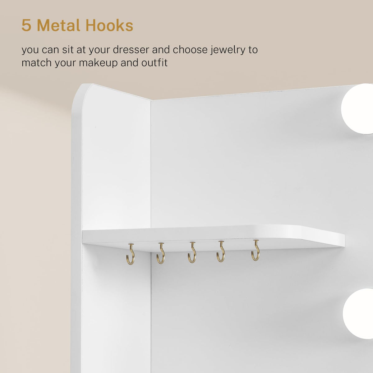 White Vanity Desk with Mirror and Lights V1308