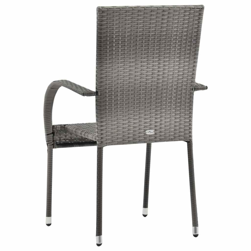 Grey Poly Rattan Stacking Patio Chairs S761