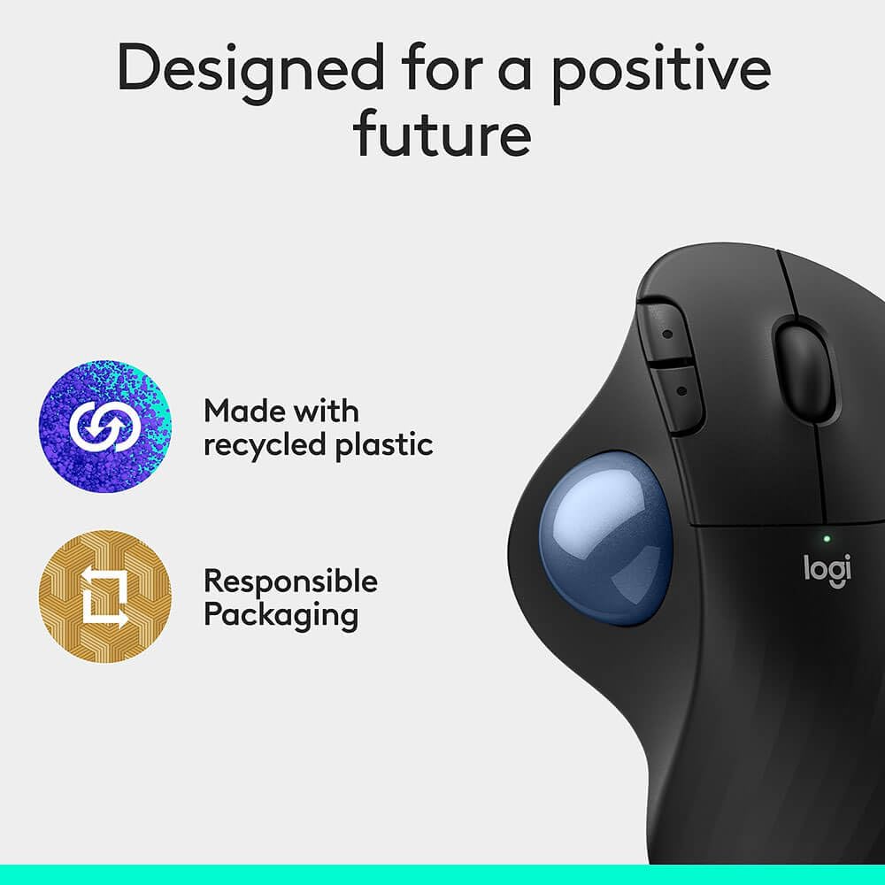 Wireless Ergonomic Trackball Mouse Black Z11439