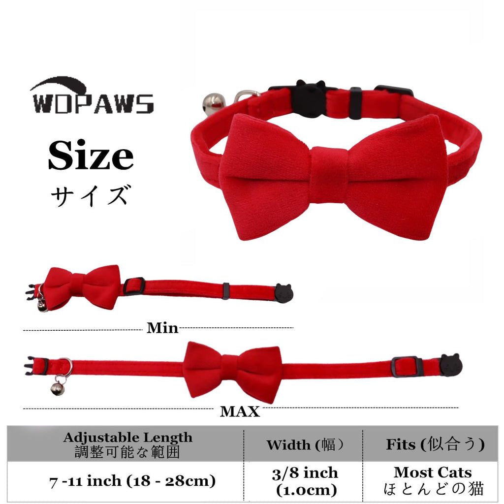 Velvet Breakaway Cat Collar with Bell and Bow Tie T406834