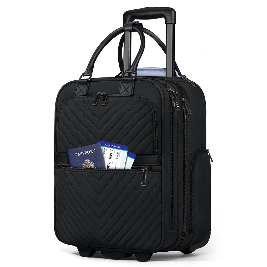 16-inch Lightweight Softside Underseat Carry On Luggage with Wheels Black O856032