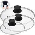 Round Tempered Glass Lid Set with Black Handle, 3 Pieces X8065
