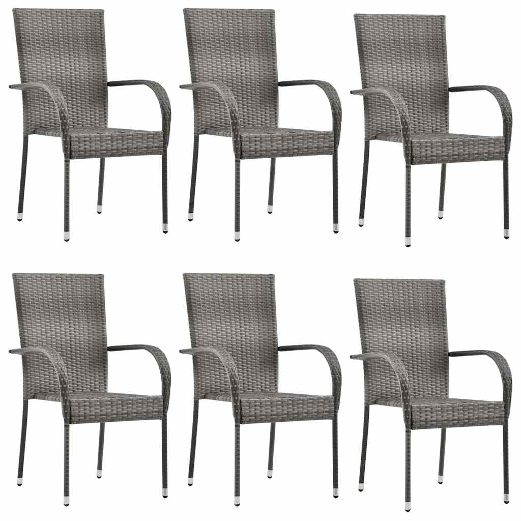 Grey Poly Rattan Stacking Patio Chairs S761