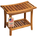 22" Teak Wood Shower Bench with Shelf & Handles X7073
