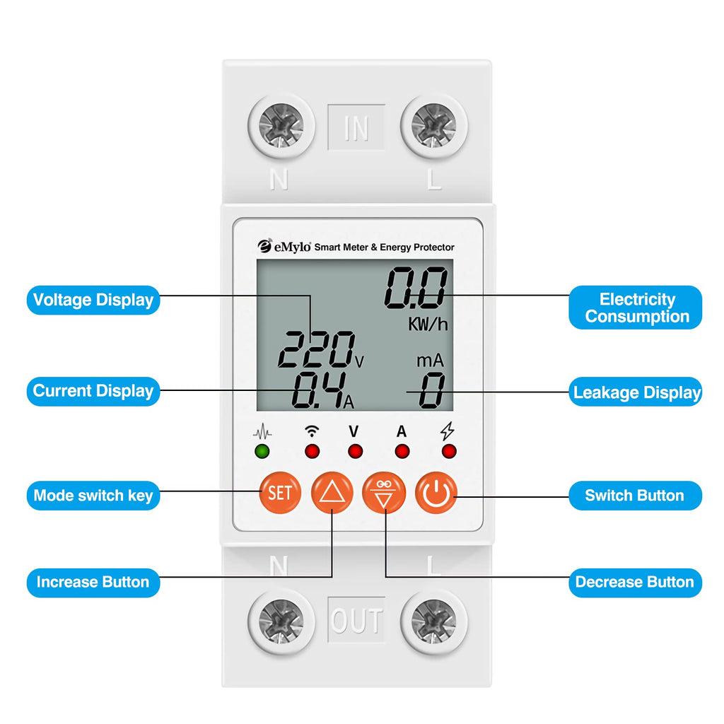 63A Single-Phase WiFi Energy Meter with LCD A9929