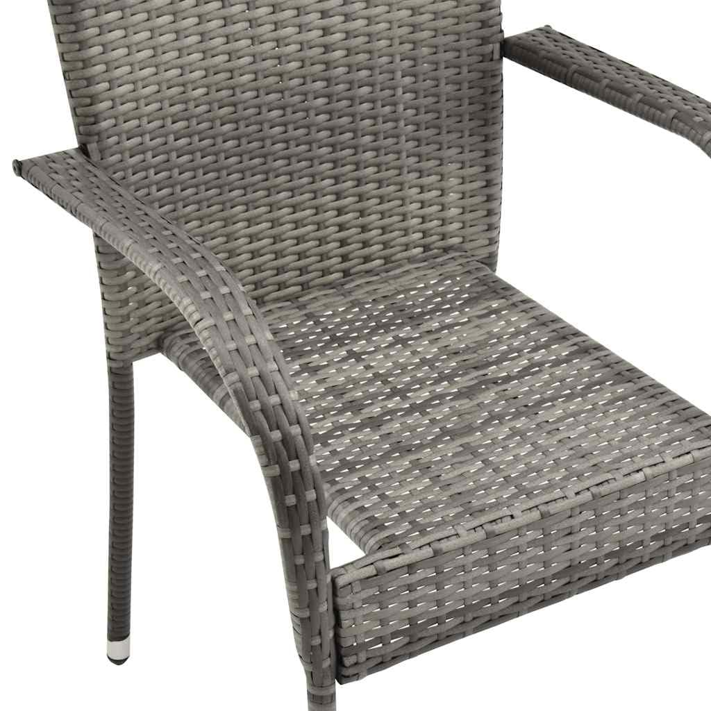 Grey Poly Rattan Stacking Patio Chairs S761