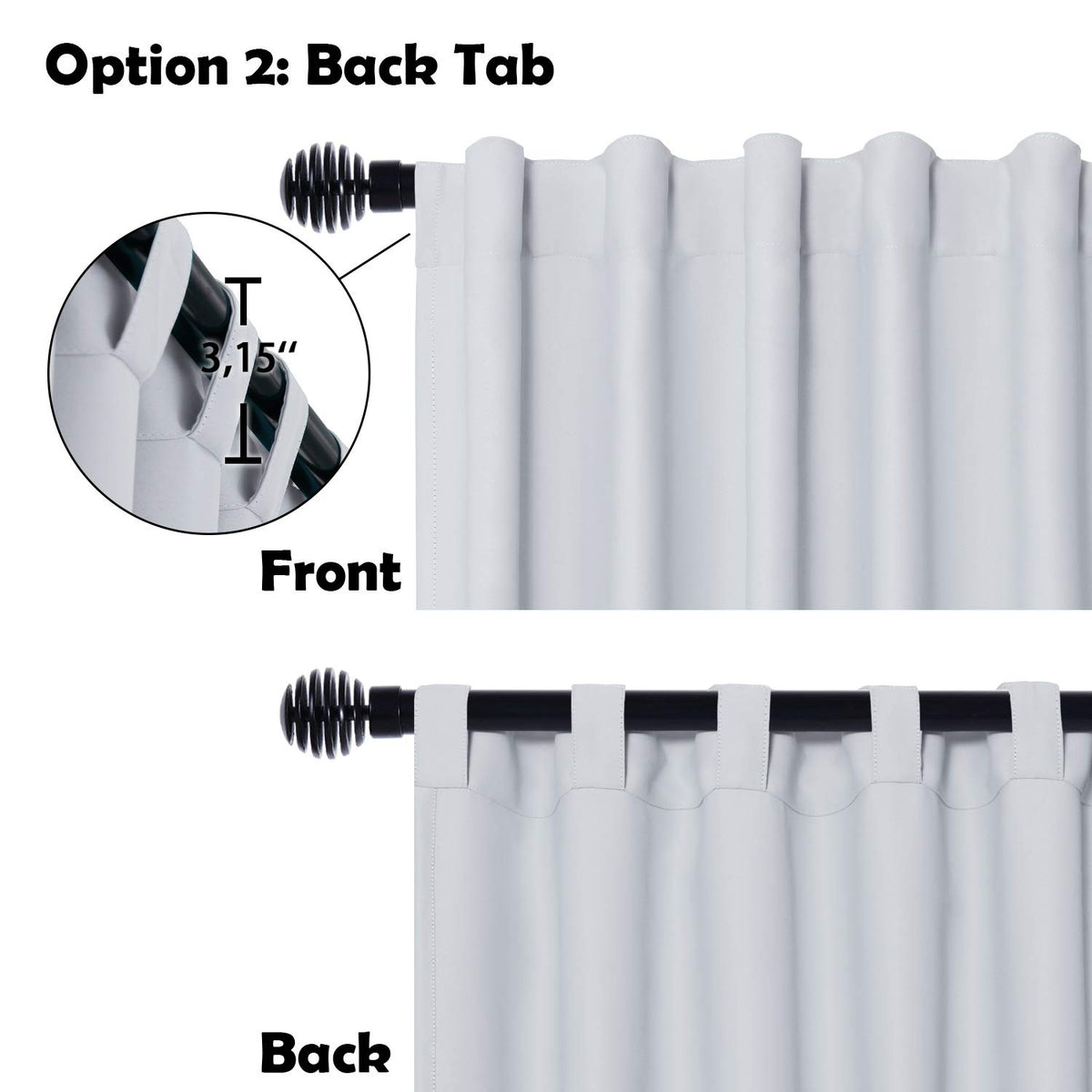 Extra Wide Blackout Thermal Curtain Panel with Back Tab & Rod Pocket, 100 x 84 Inches, Greyish White I771