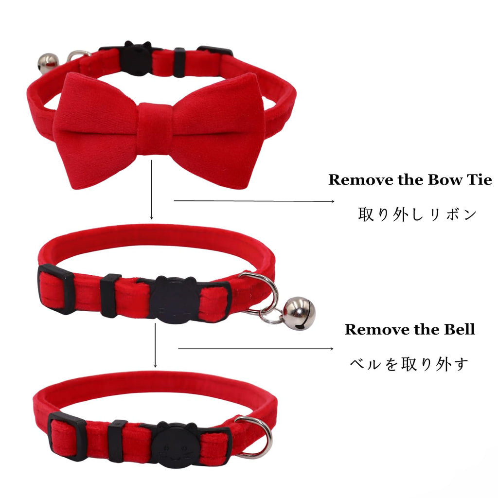 Velvet Breakaway Cat Collar with Bell and Bow Tie T406834