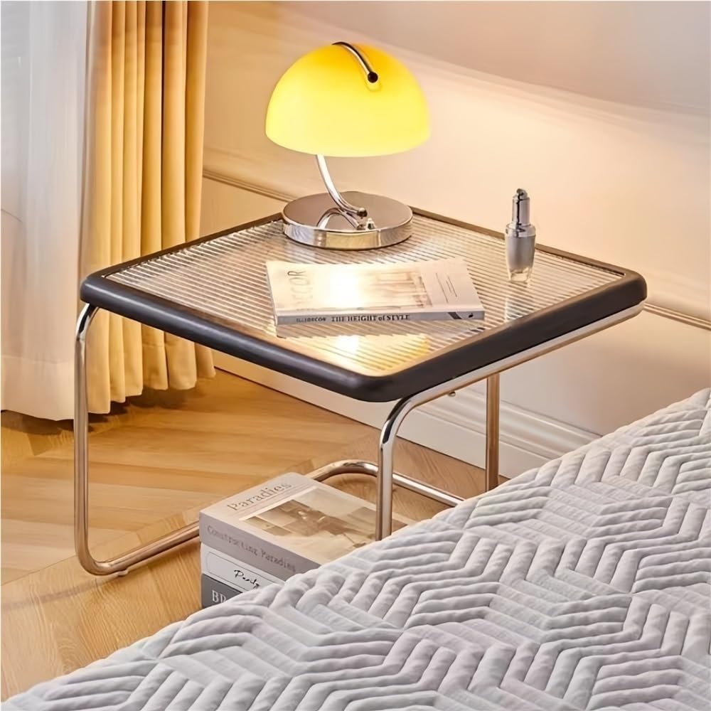 Set of 2 Square Nesting Coffee Tables Rattan Tempered Glass Brown M924939