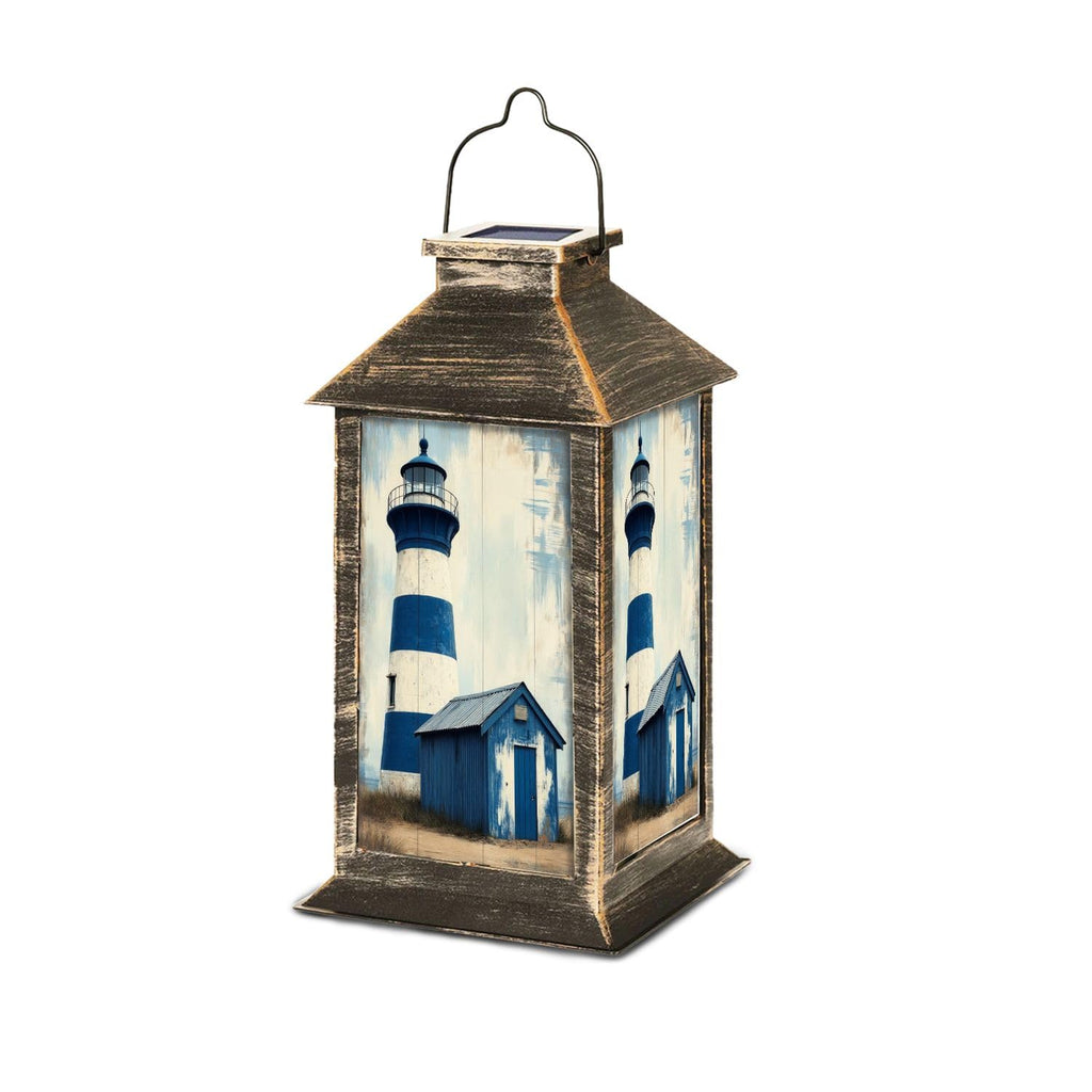 Navy Blue Coastal Solar Lantern V706
