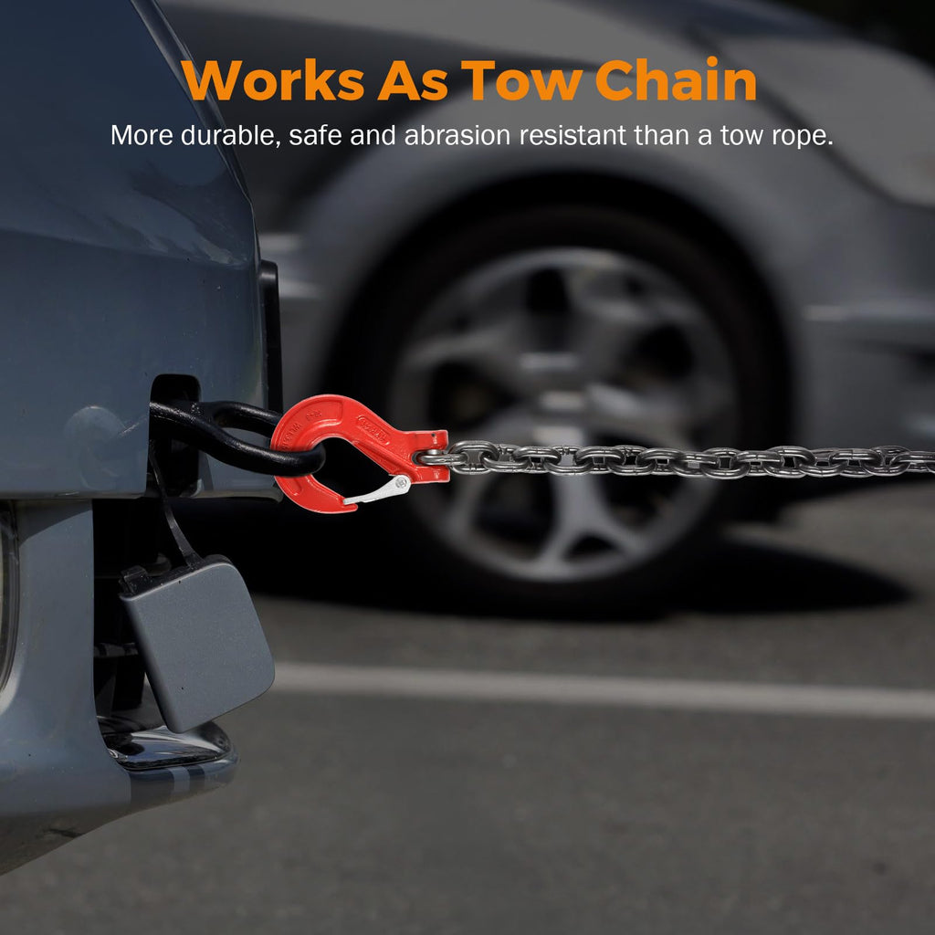 3/8 Inch 10Ft Tow Chain with Double Slip Hooks I86187