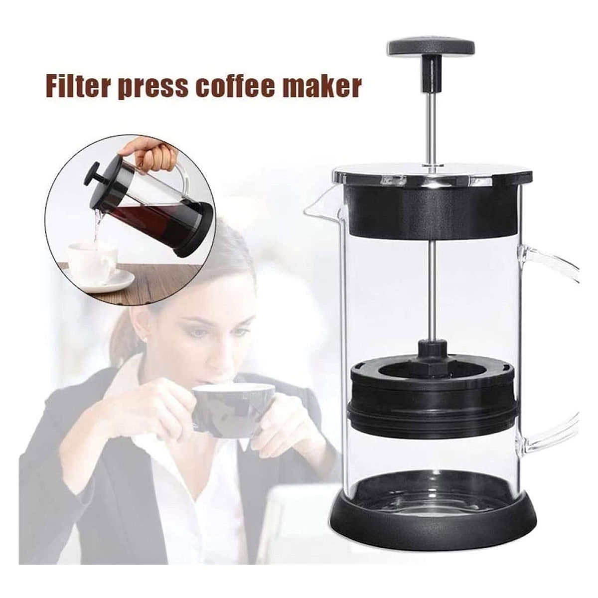 34 Oz Stainless Steel French Coffee Press with Triple Filters H40351