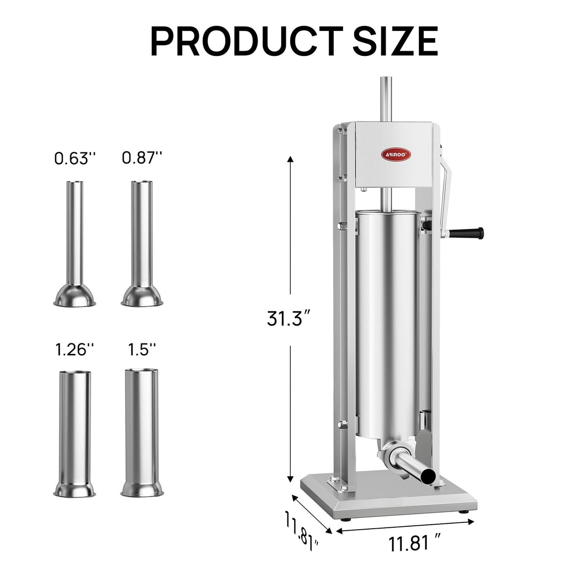 7L Stainless Steel Vertical Sausage Stuffer with 4 Stuffing Tubes F251