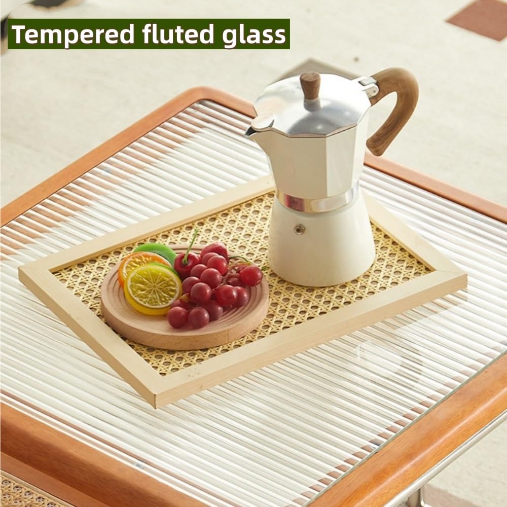 Set of 2 Square Nesting Coffee Tables Rattan Tempered Glass Brown M924939