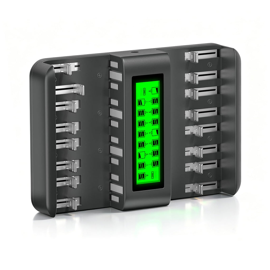 16 Bay AA AAA C D NiMH Battery Charger with LCD Display L805