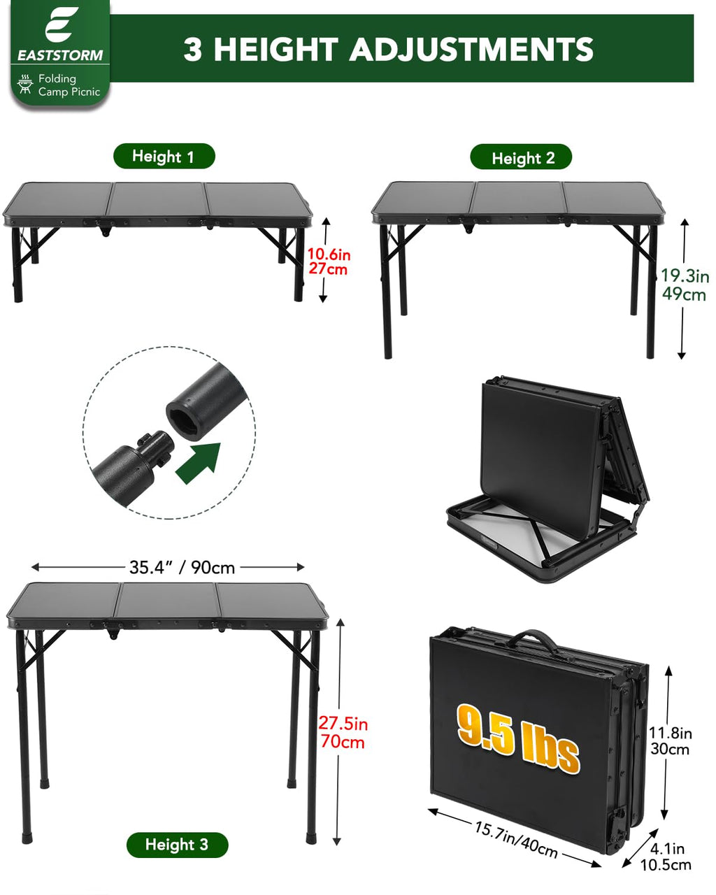Small Folding Camping Table Black K6473