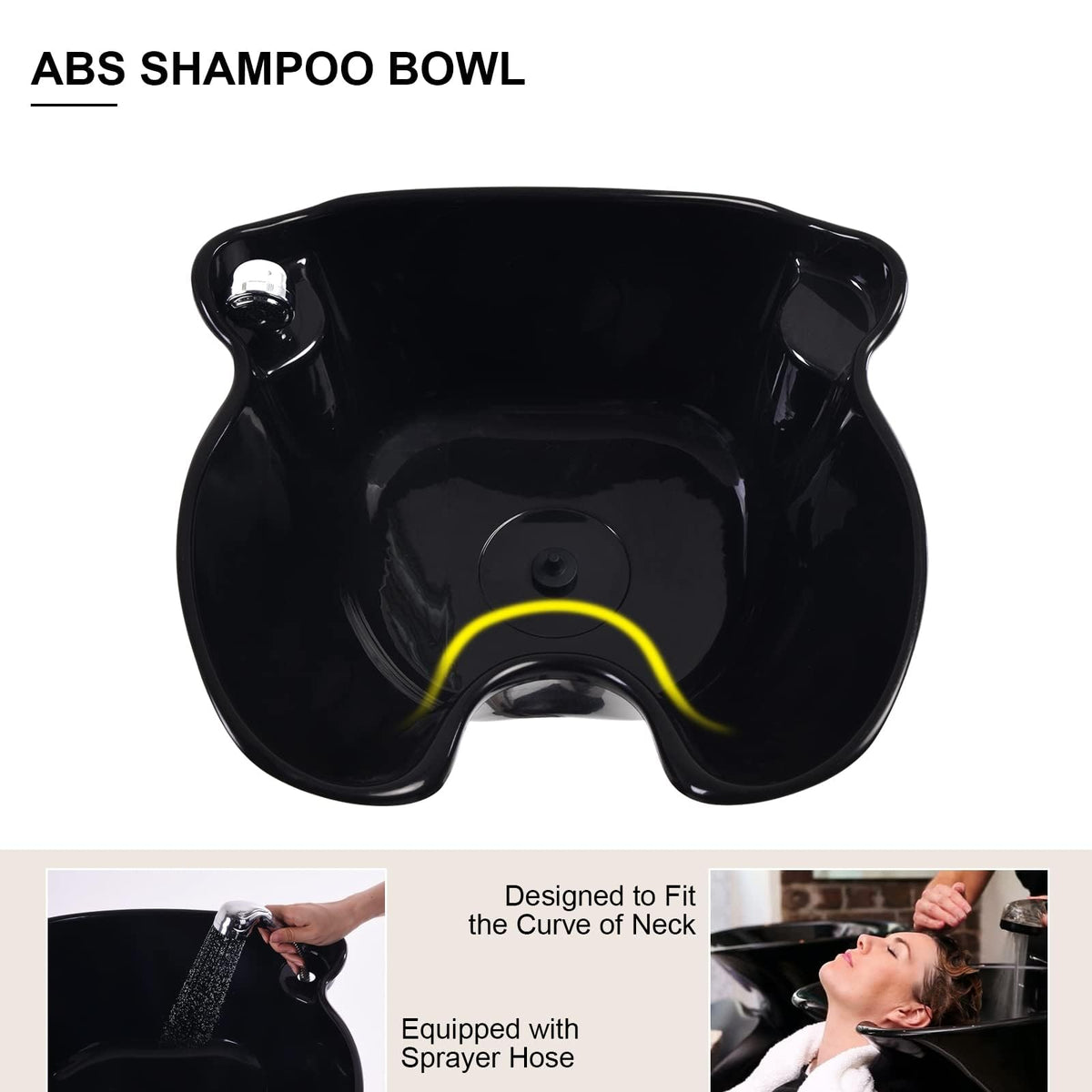 Portable Shampoo Bowl with Electric Pump and 2 Water Tanks, Height and Angle Adjustable Black L870011