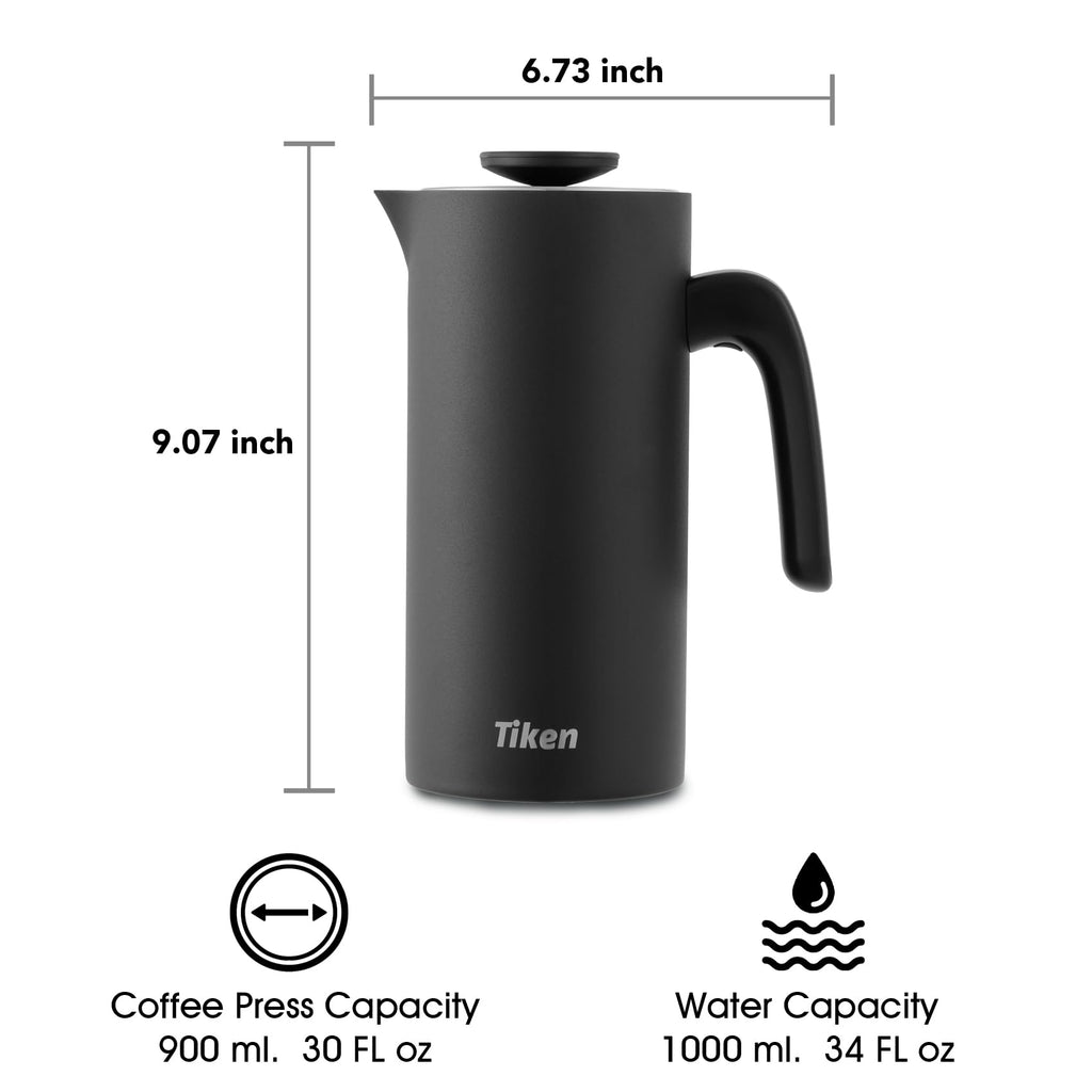 Black 34Oz Stainless Steel French Press Coffee Maker A3320