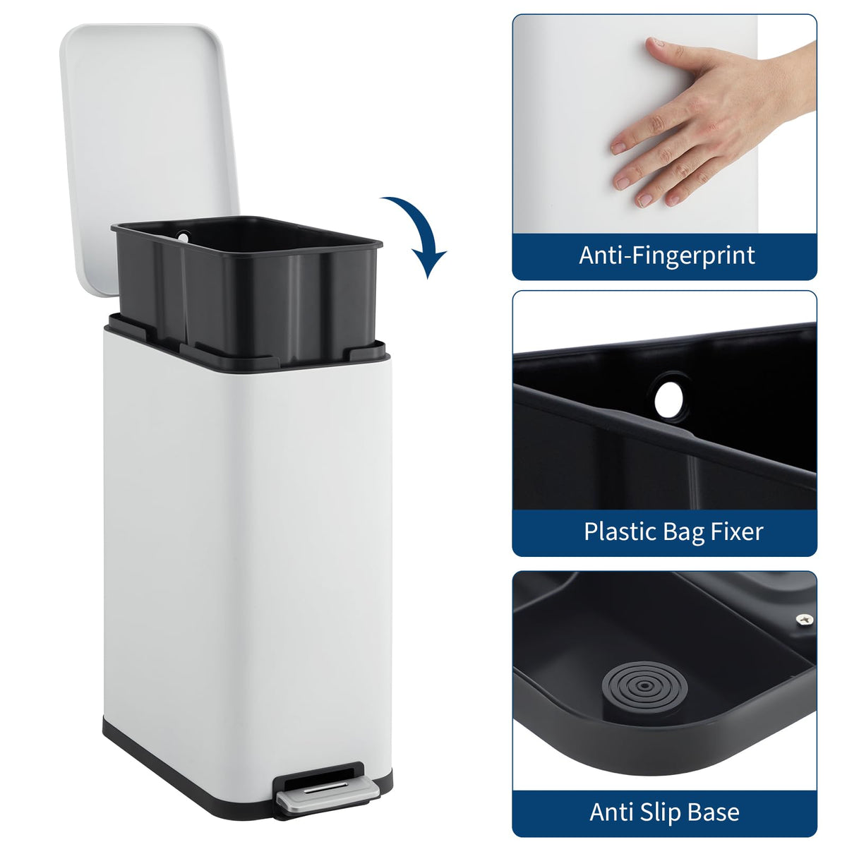 13.2 gal Stainless Steel Step Trash Can U17973
