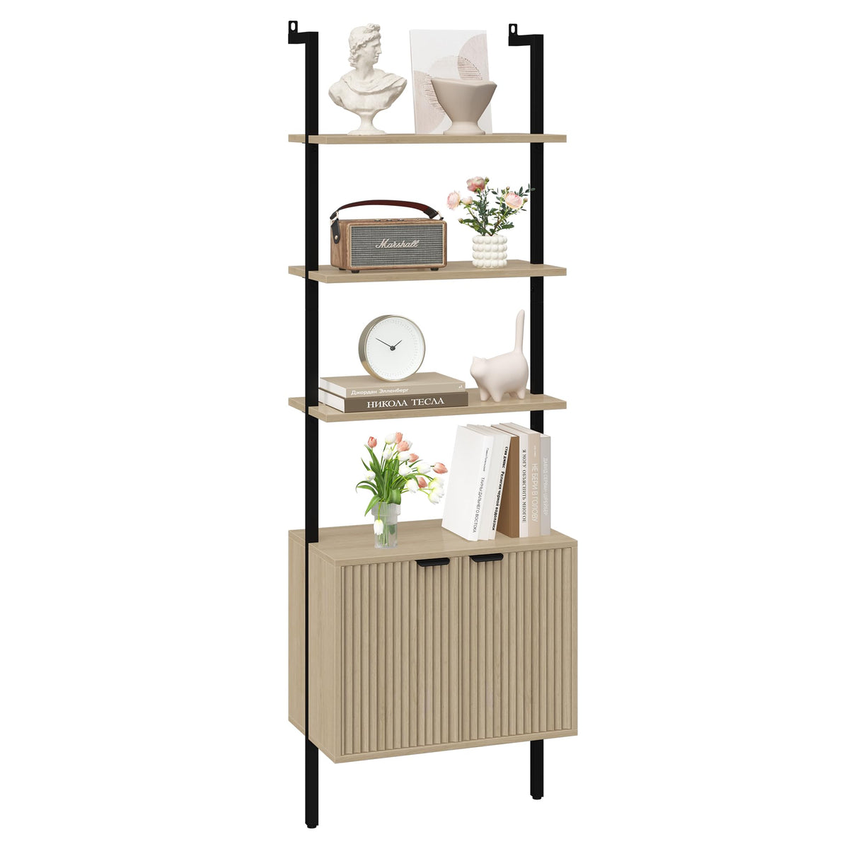 73" Tall Bookshelf with Cabinet O202431