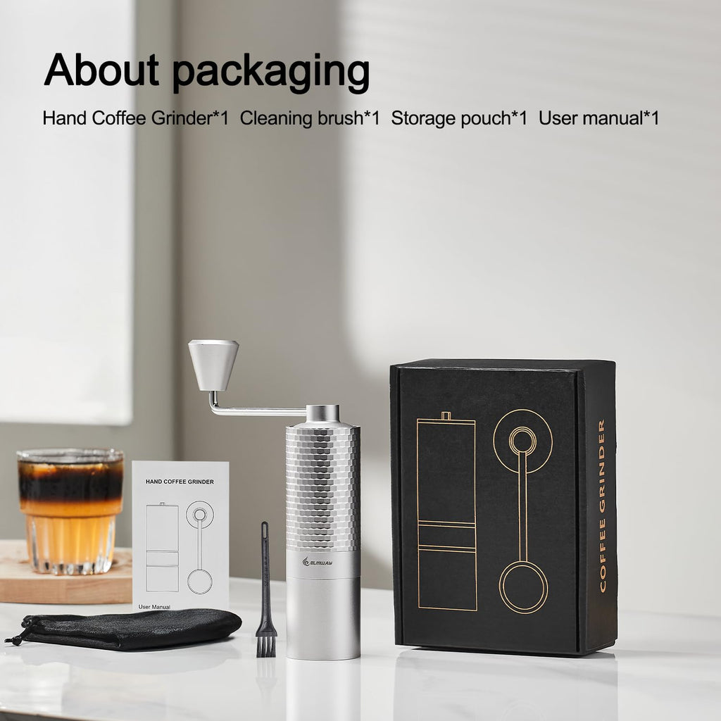 Manual Coffee Grinder, Stainless Steel Conical Burr Hand Grinder, 25g Coffee Bean Mill with Magnetic Handle, Dual Bearing Metal Body for Travel and Camping K566393