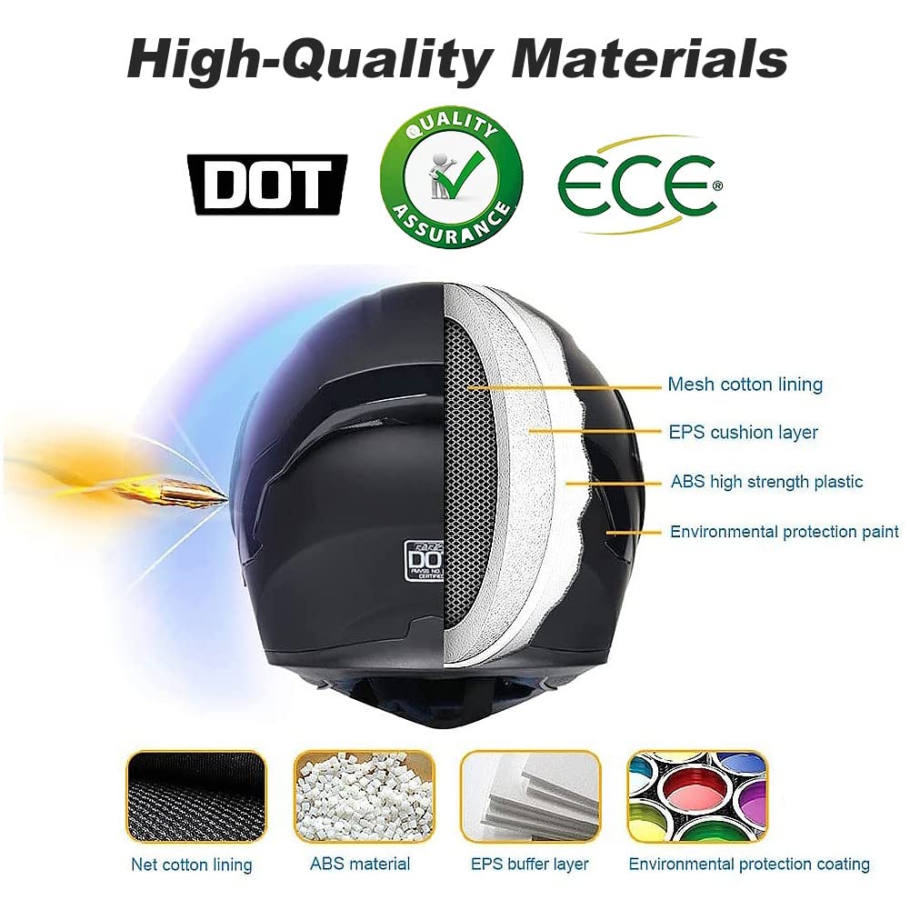DOT Approved Flip Up Full Face Modular Motorcycle Helmet with Dual Visor P77657
