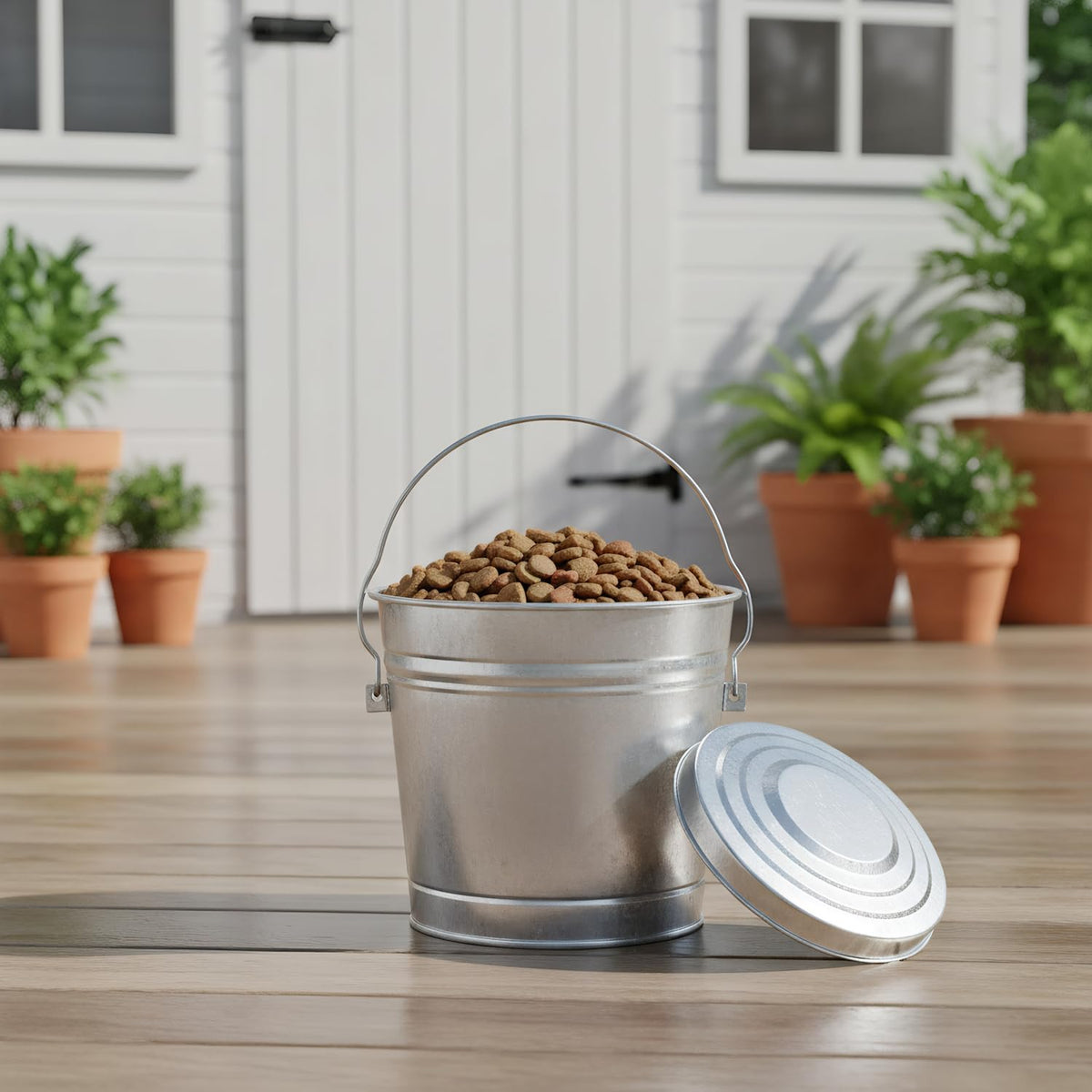 6-Gallon Galvanized Steel Locking Lid Trash Can P6047
