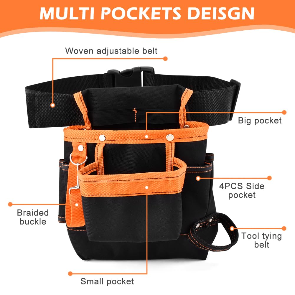 8 Pockets Tool Pouch Utility Waist Bag with Adjustable Belt T125