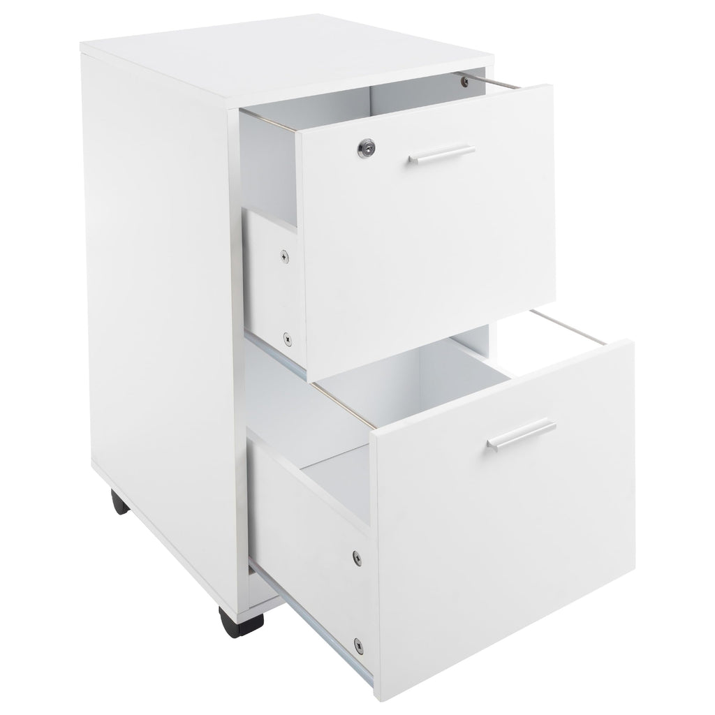 White 2-Drawer Wooden File Cabinet with Lock K56141