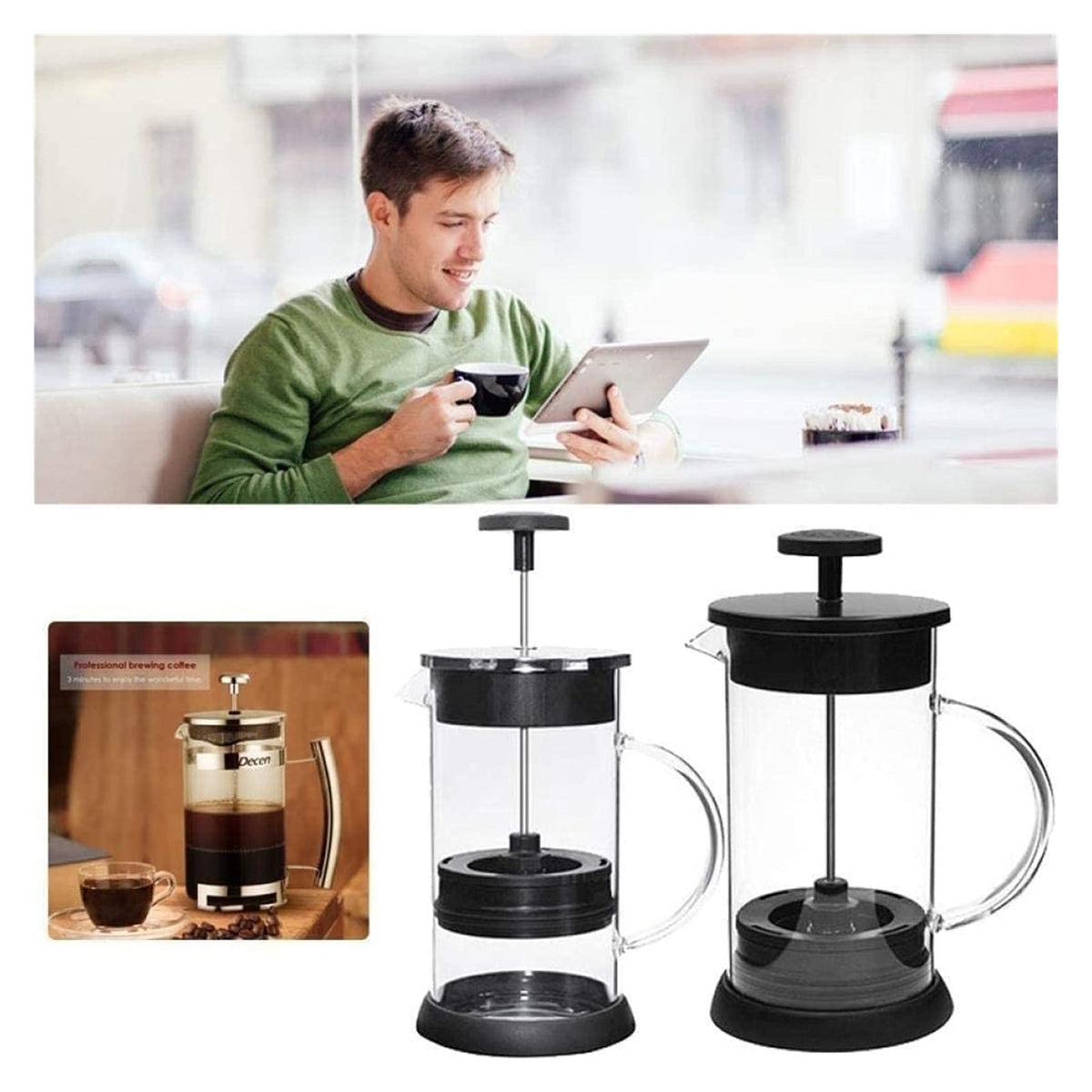 34 Oz Stainless Steel French Coffee Press with Triple Filters H40351
