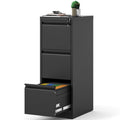 3 Drawer Black Metal File Cabinet with Lock B8594