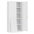 72" White Locking Metal Storage Cabinet with 4 Adjustable Shelves Q37266
