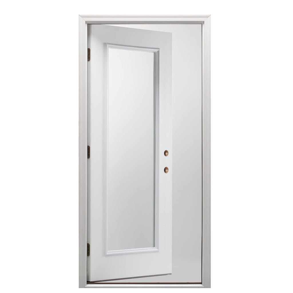 Fiberglass Smooth Primed Left Hand In-Swing Prehung Front Door Full Lite Clear Glass 32" x 80" T4863