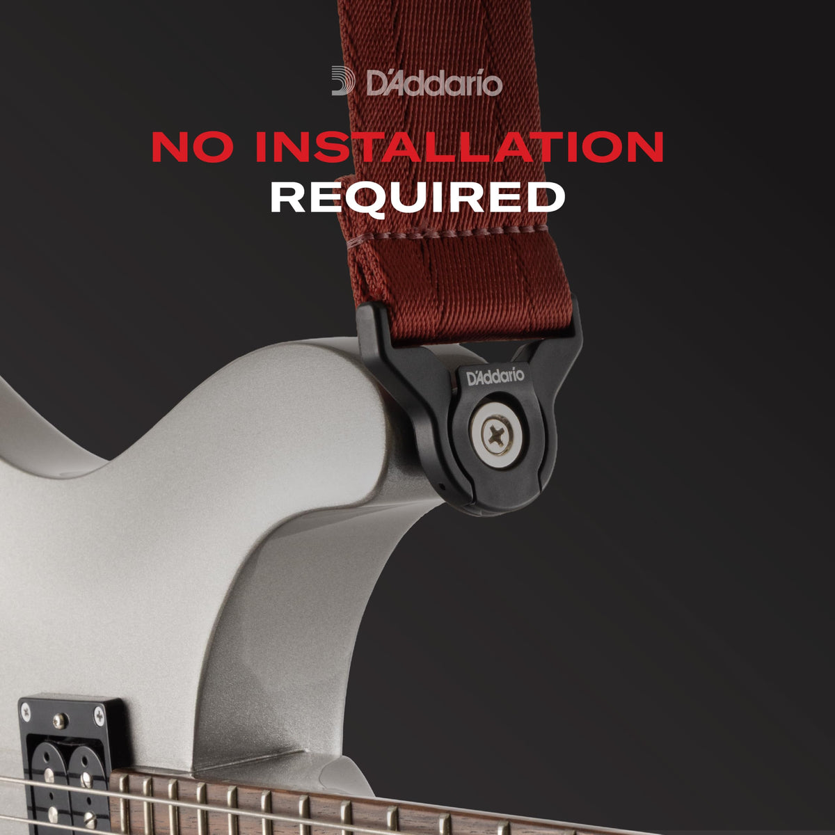 Black Leather Guitar Strap J679