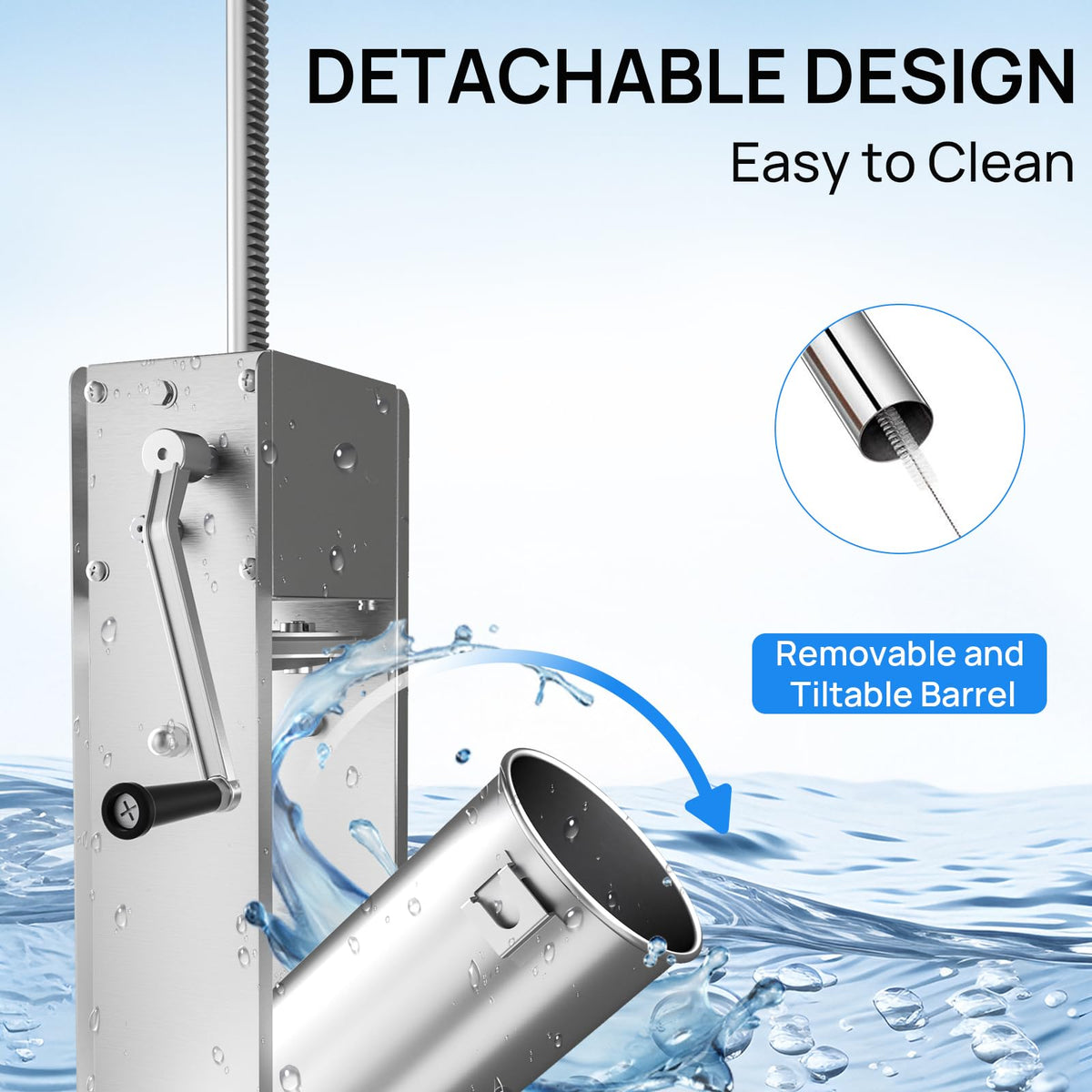 7L Stainless Steel Vertical Sausage Stuffer with 4 Stuffing Tubes F251