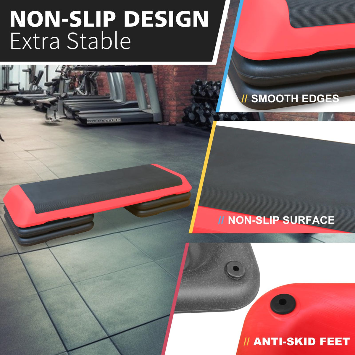 43'' Adjustable Aerobic Exercise Step Platform with 4 Stackable Risers R44340