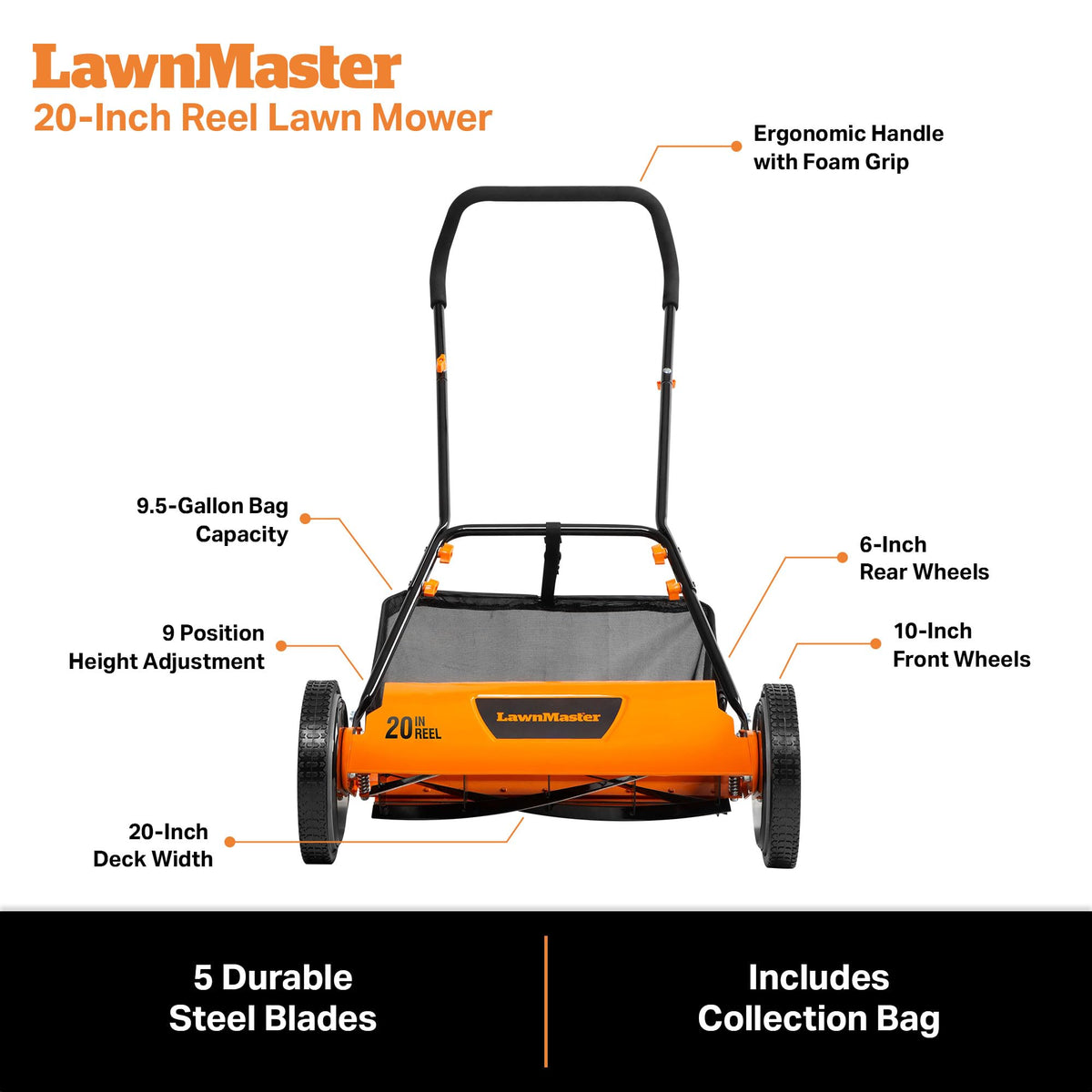 20” 5-Blade Push Reel Lawn Mower V877946