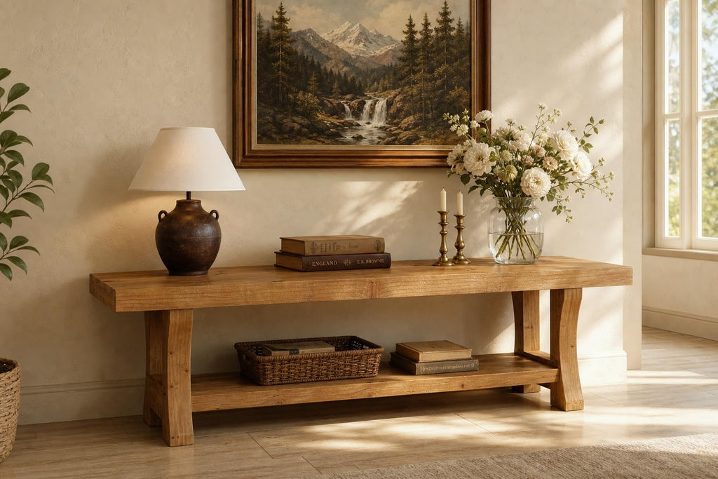 Brown Solid Wood 2-Tier TV Stand T834594