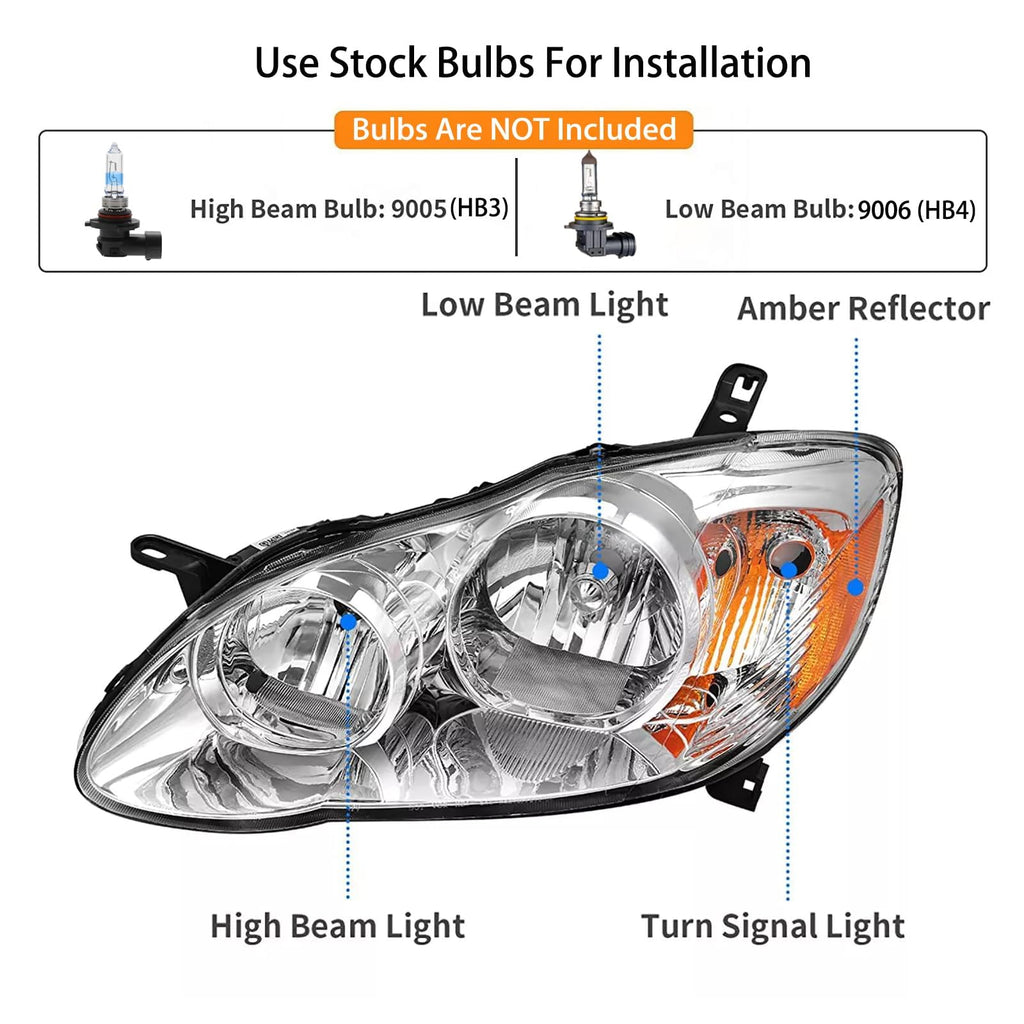 Chrome Amber Headlight Assembly Set I766284