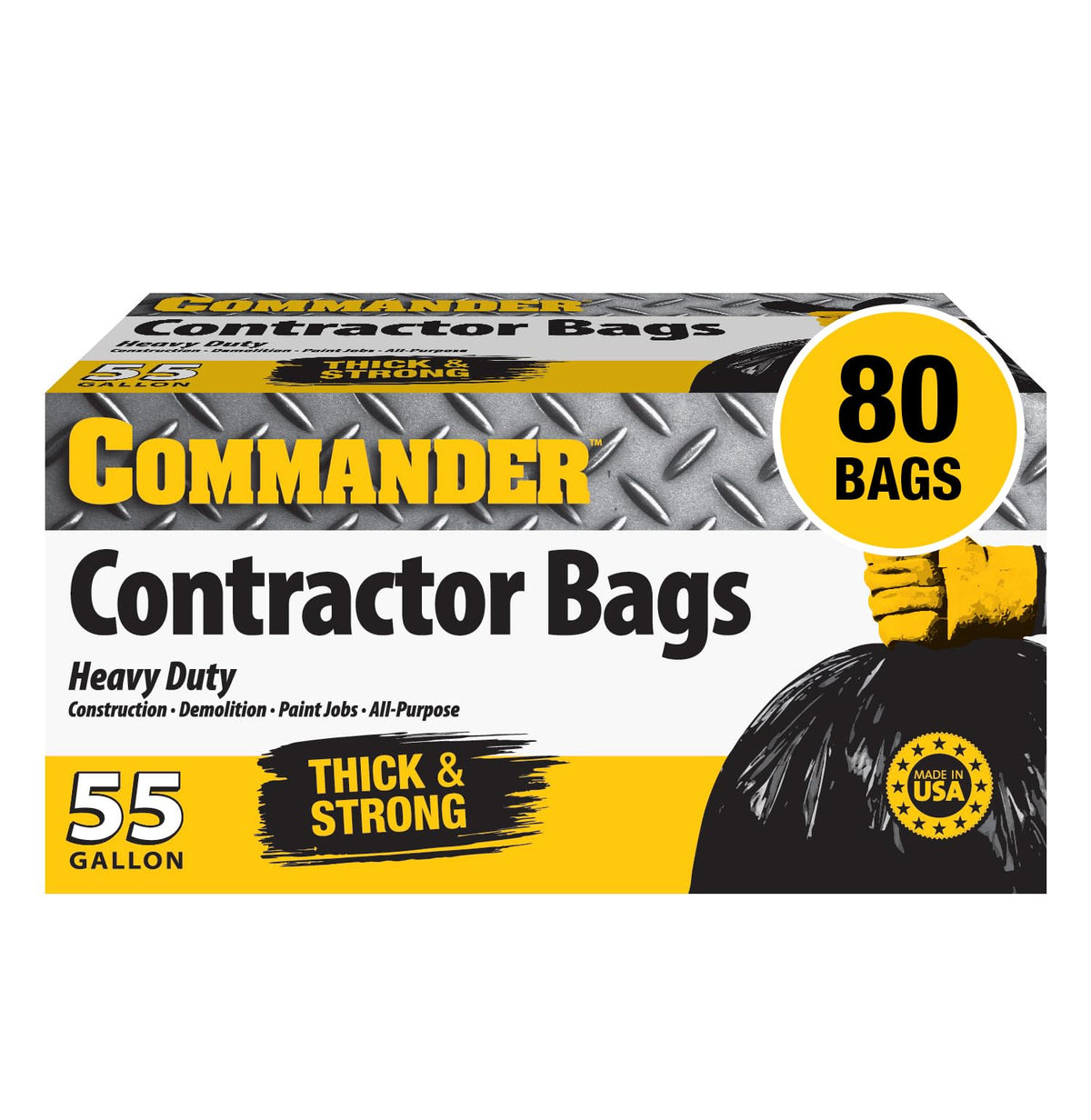 55 Gallon Heavy Duty Contractor Bags with Flap Ties, Pack of 80 Q537863