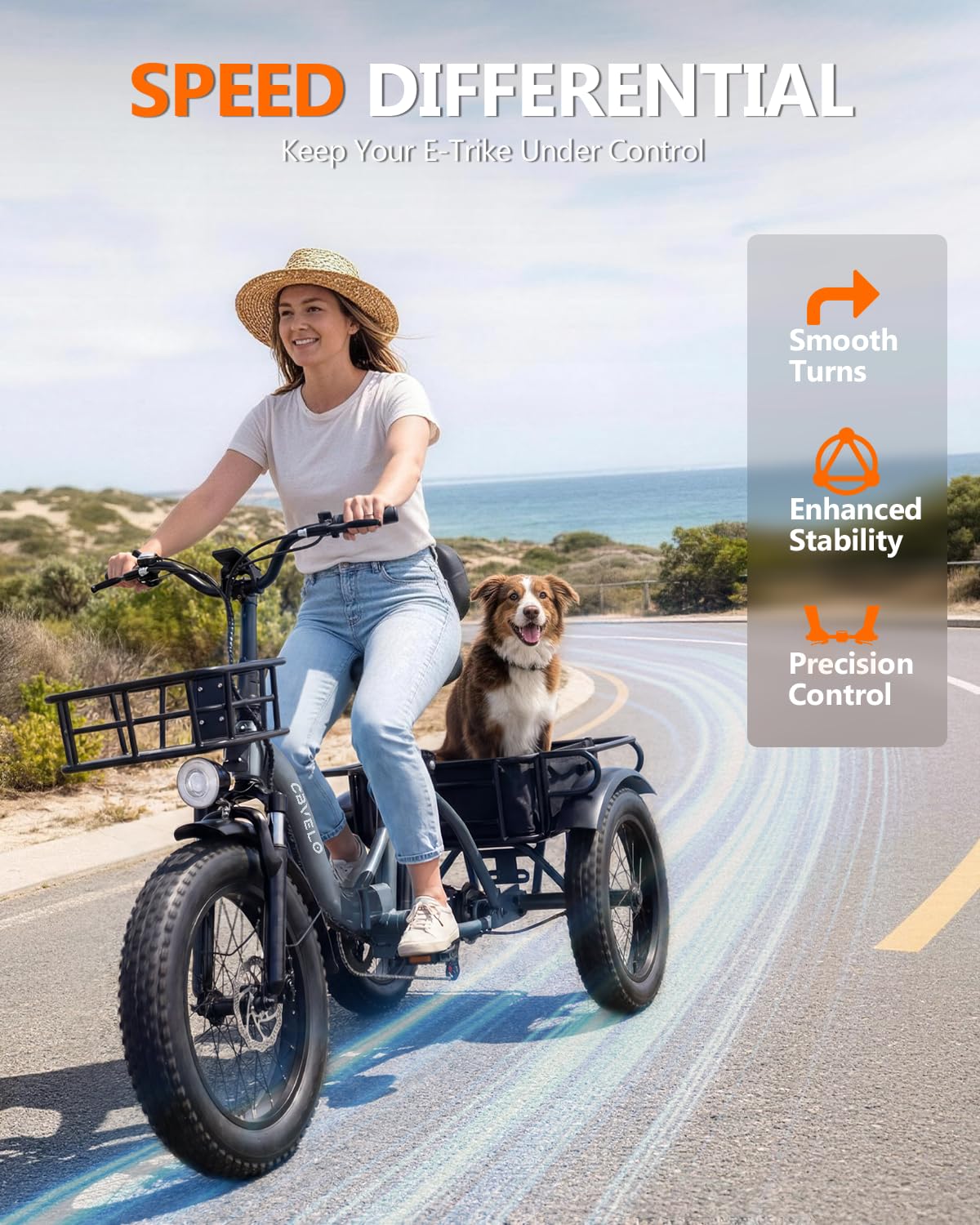 20" Fat Tire 1000W 48V Step-Thru Electric Tricycle with Basket I134620