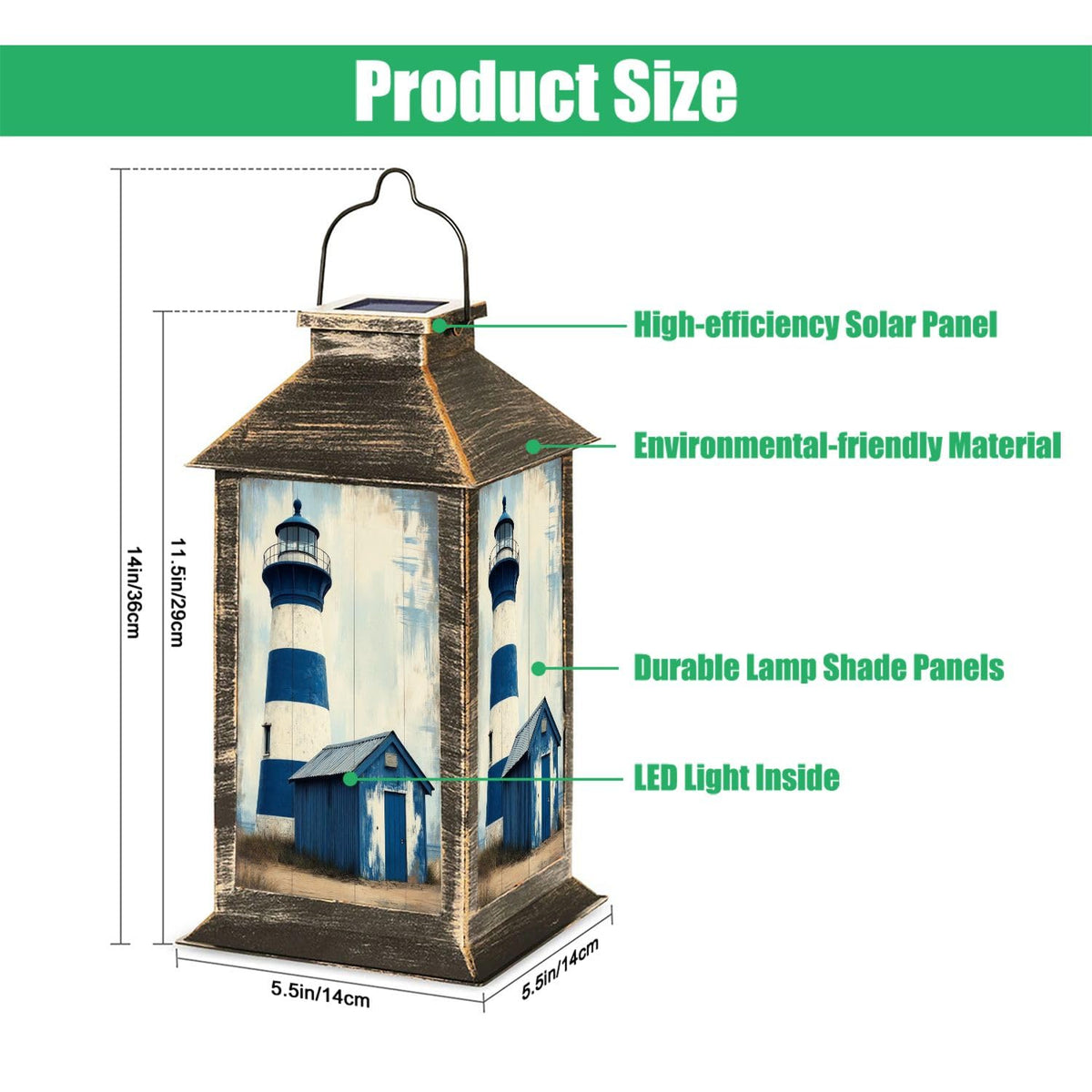 Navy Blue Coastal Solar Lantern V706