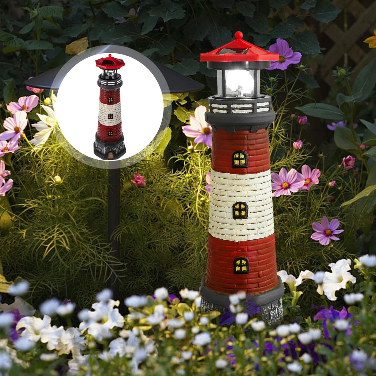 15" Solar Lighthouse Garden Statue N570