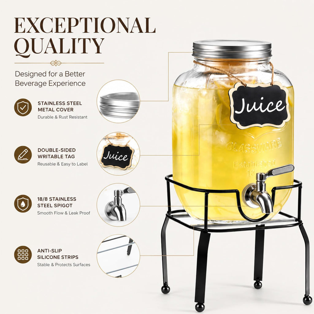 1 Gallon Glass Drink Dispensers with Spigot K462792