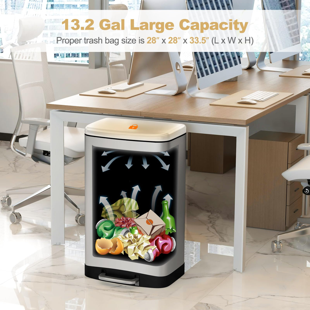 13.2 Gal Stainless Steel Step-on Trash Can K29284