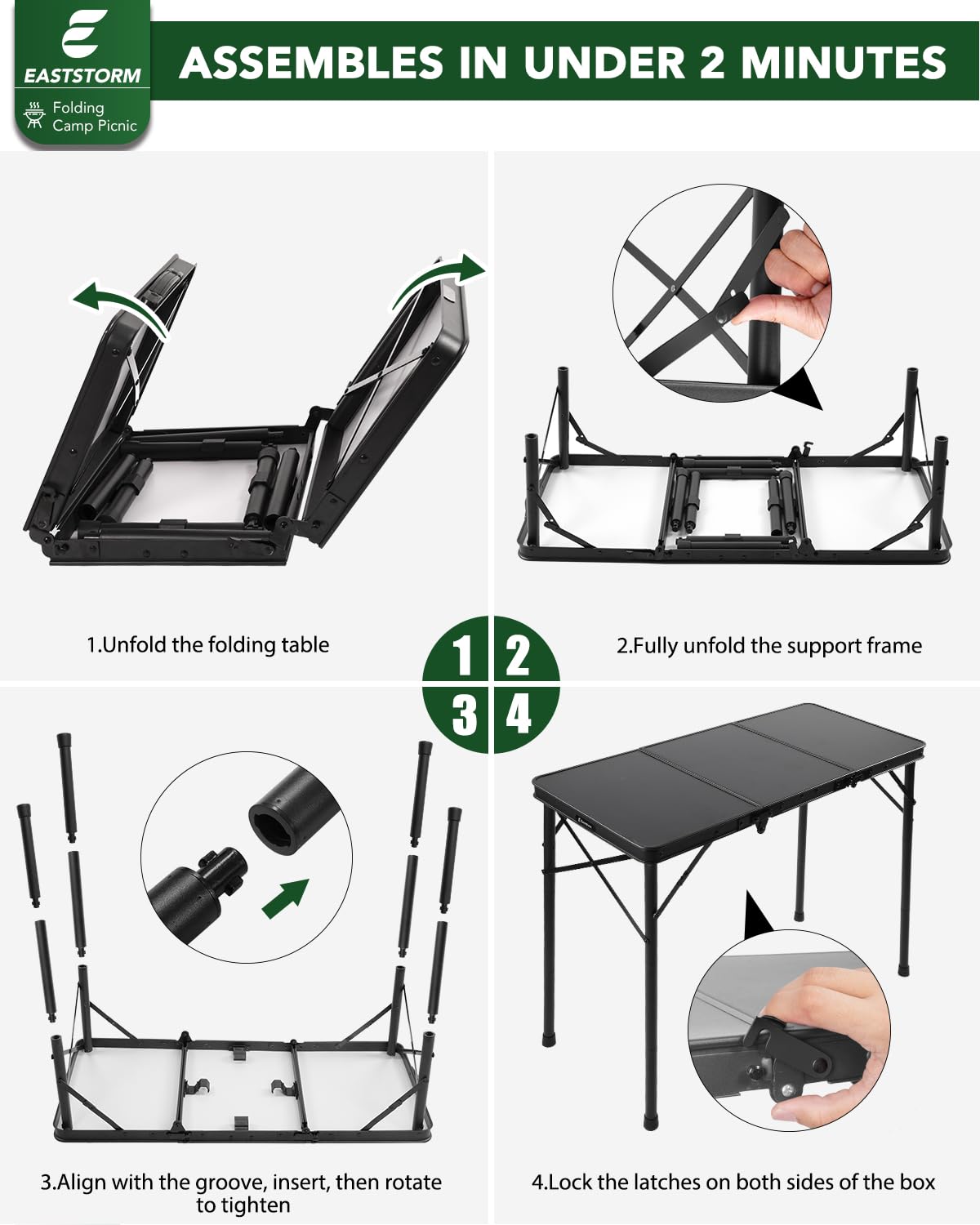 Small Folding Camping Table Black K6473