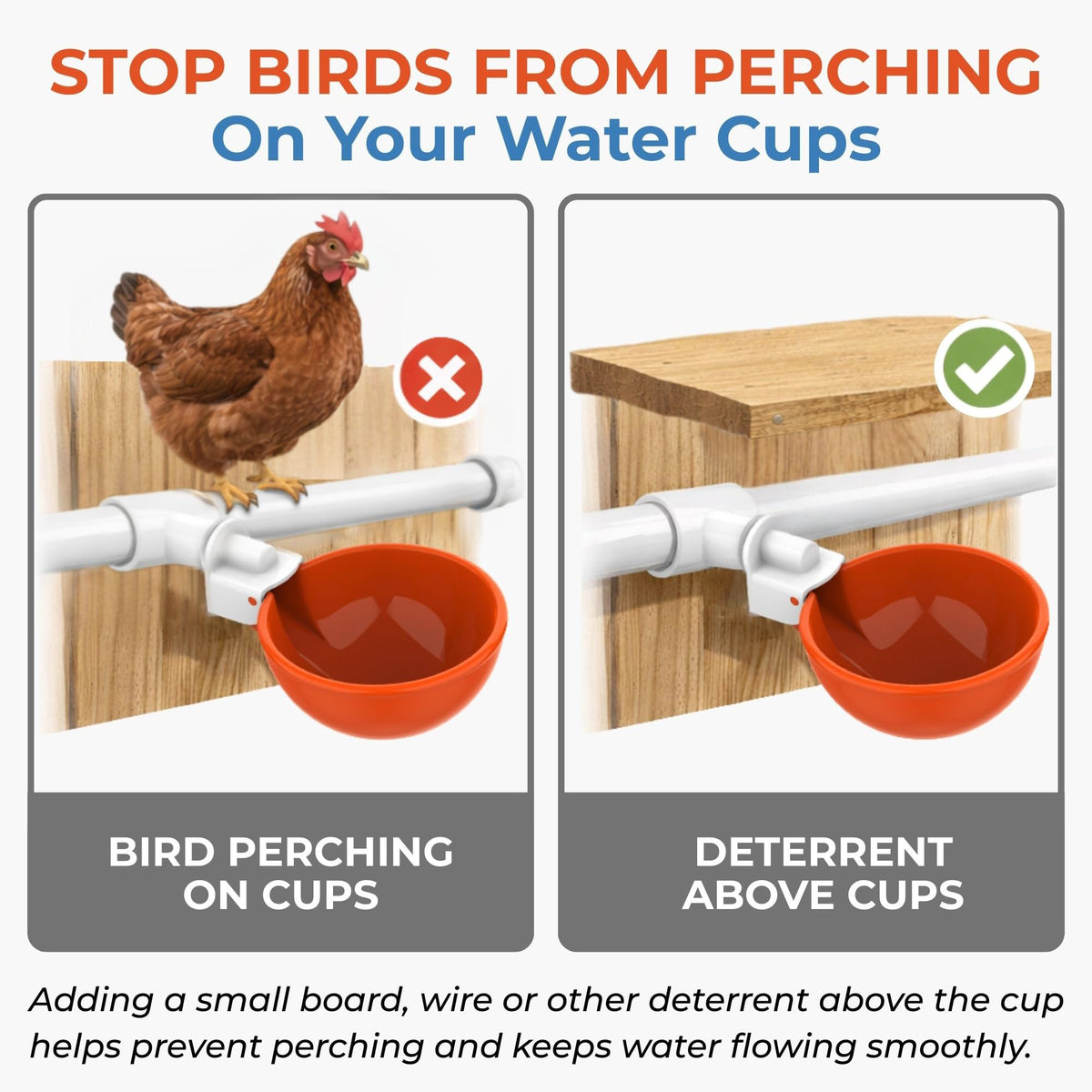 Large Automatic Chicken Waterer Cups with 1/2" PVC Tee Fittings 5-Pack I409029